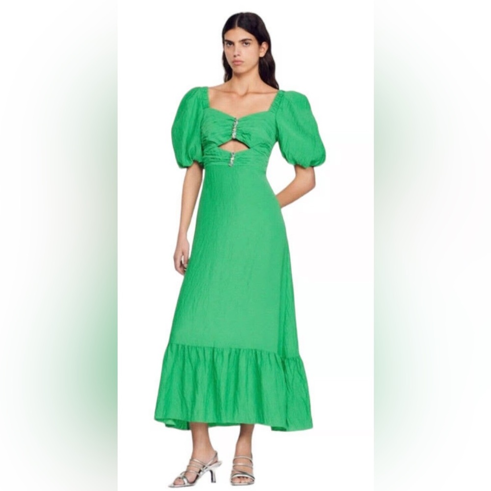 Sandro Falbala Rhinestone Embellished Cutout Midi Dress